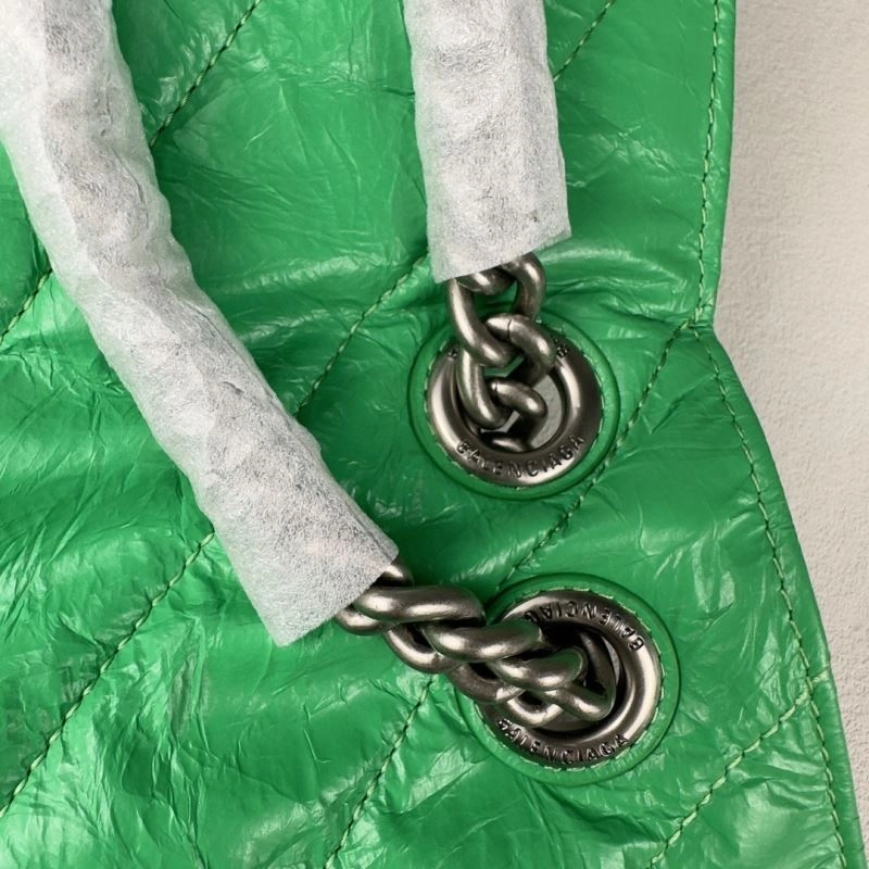Packable Balenciaga  Arc Crush Chain Bag - Medium Green Sand Clock Design 75290