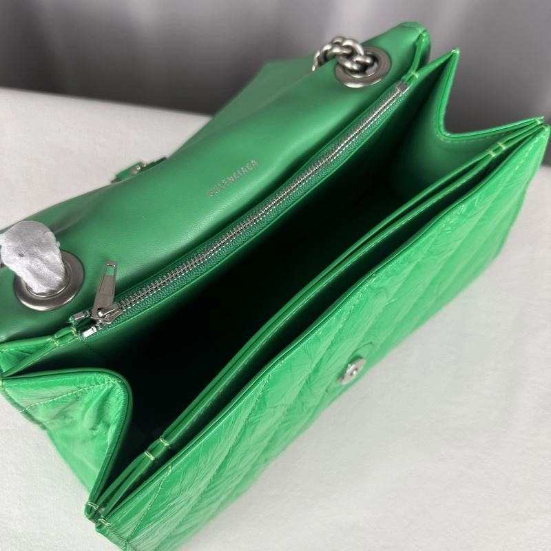 Packable Balenciaga  Arc Crush Chain Bag - Medium Green Sand Clock Design 75290