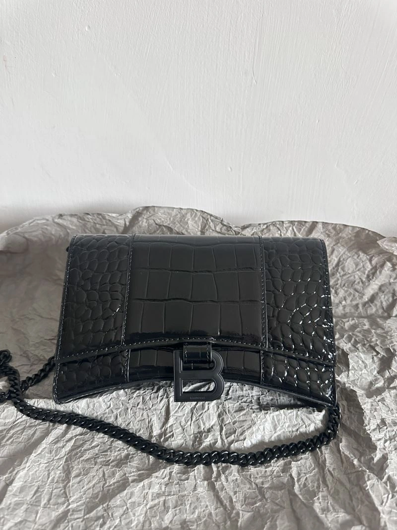 Stretchable Balenciaga  Elegance Hourglass Chain Bag WOC with Croc Detail 66982
