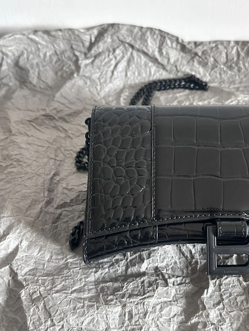 Stretchable Balenciaga  Elegance Hourglass Chain Bag WOC with Croc Detail 66982