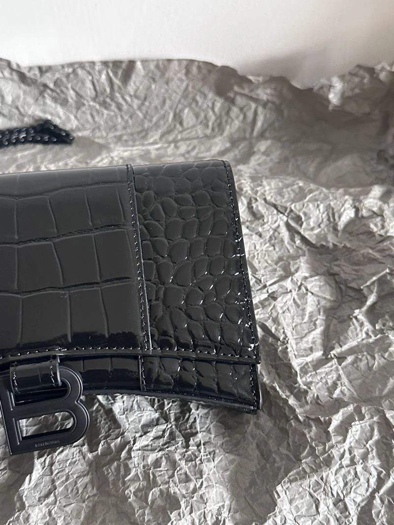 Stretchable Balenciaga  Elegance Hourglass Chain Bag WOC with Croc Detail 66982