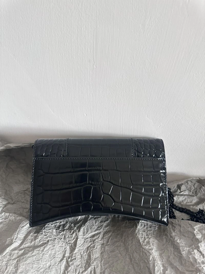 Stretchable Balenciaga  Elegance Hourglass Chain Bag WOC with Croc Detail 66982