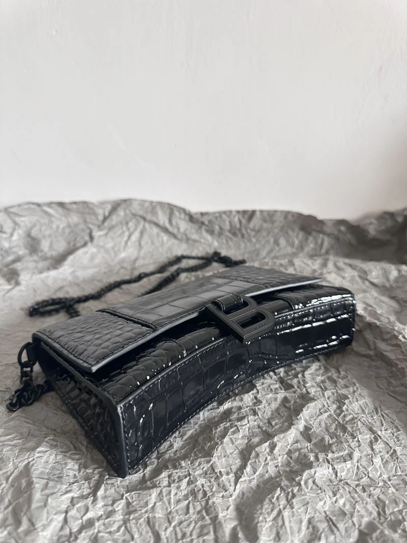 Stretchable Balenciaga  Elegance Hourglass Chain Bag WOC with Croc Detail 66982