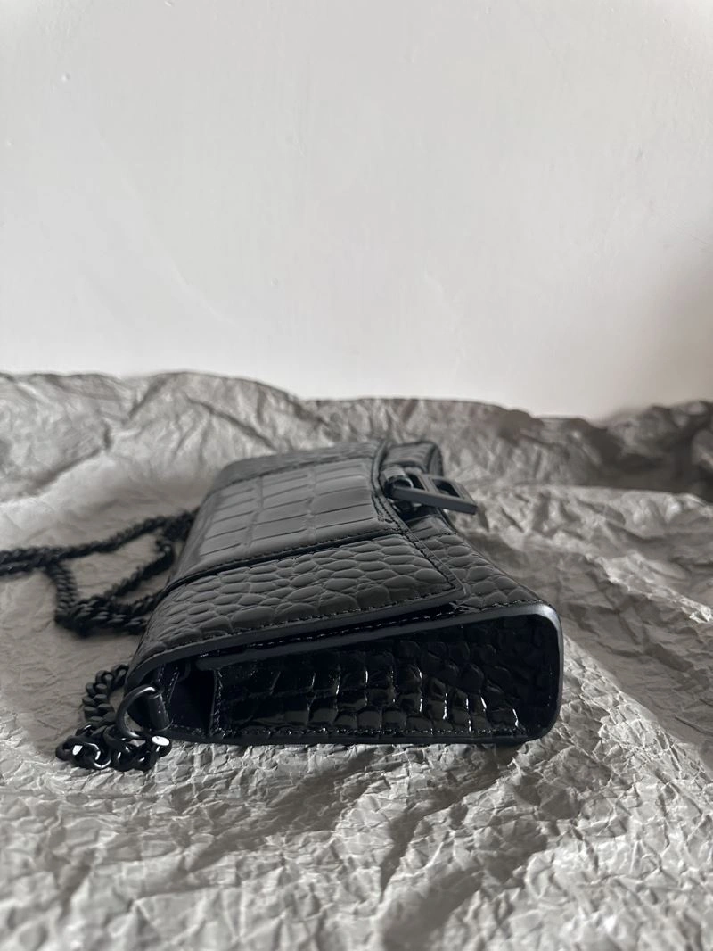Stretchable Balenciaga  Elegance Hourglass Chain Bag WOC with Croc Detail 66982