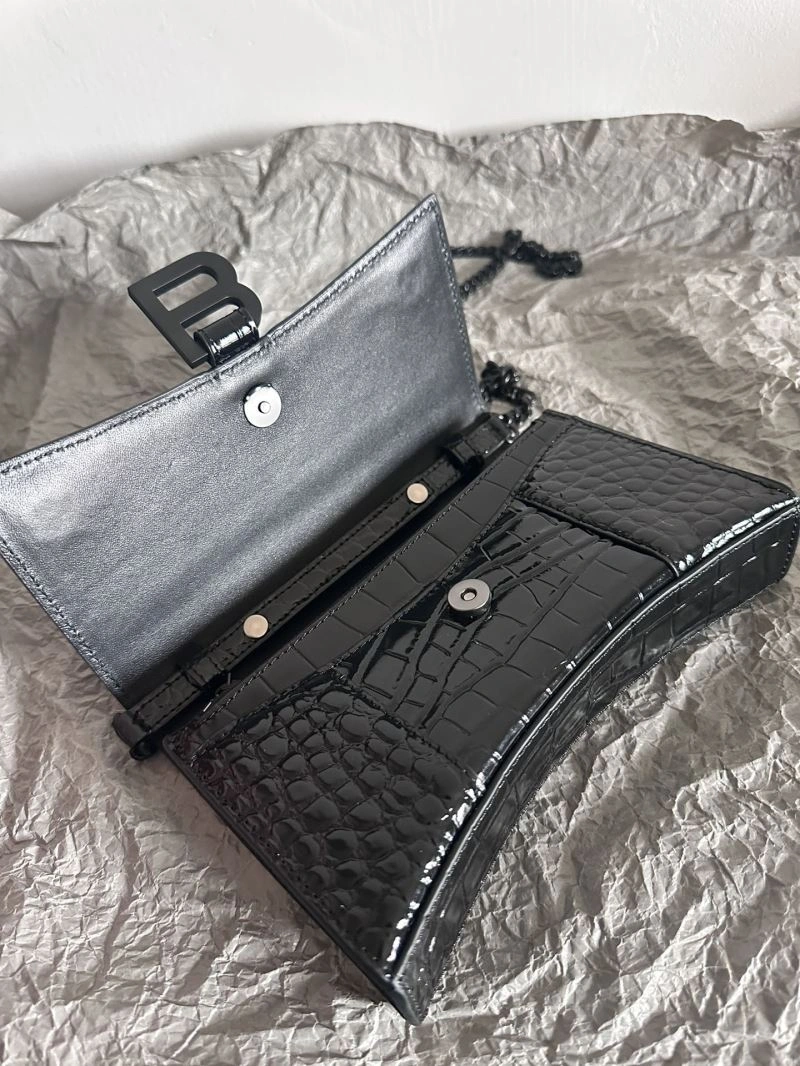 Stretchable Balenciaga  Elegance Hourglass Chain Bag WOC with Croc Detail 66982