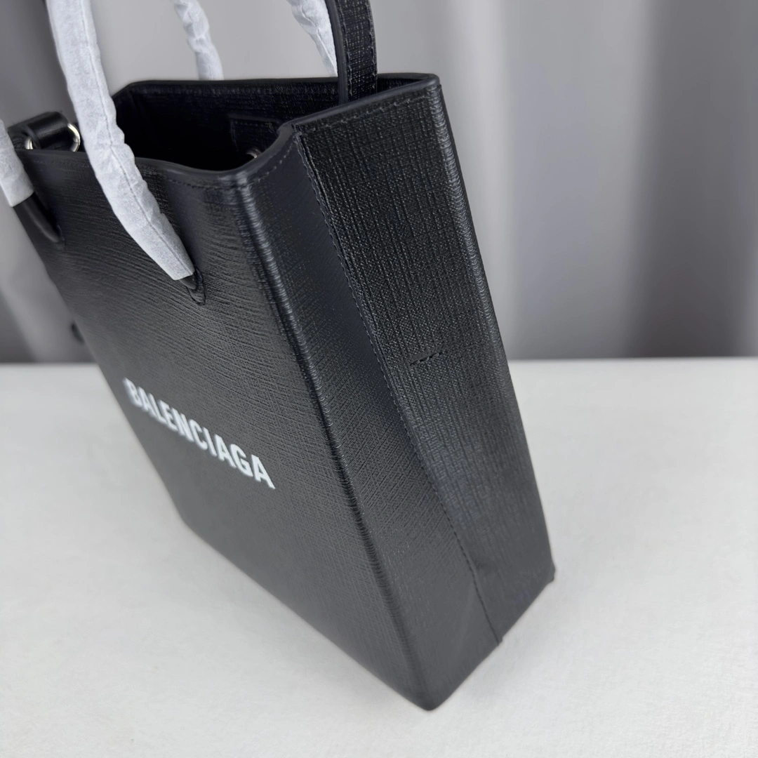 Balenciaga Toothpick-Pattern Calfskin Square Shopping Bag Compact 60955