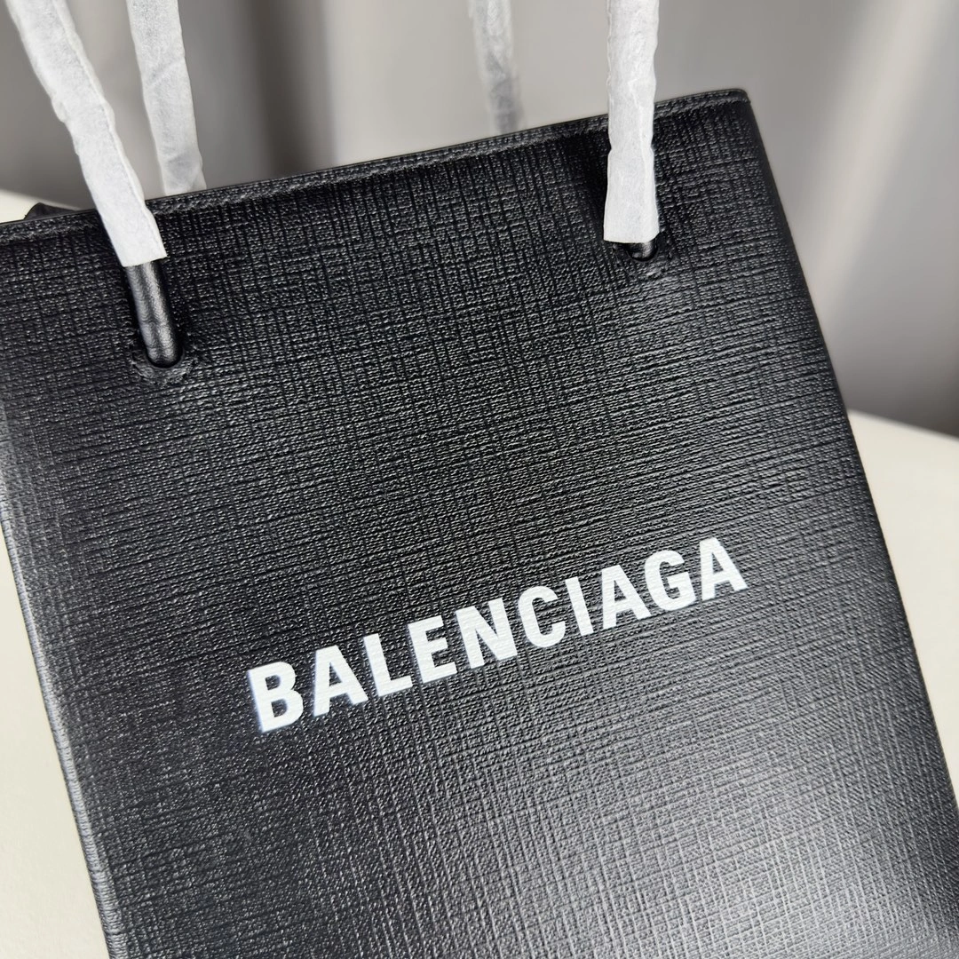 Balenciaga Toothpick-Pattern Calfskin Square Shopping Bag Compact 60955