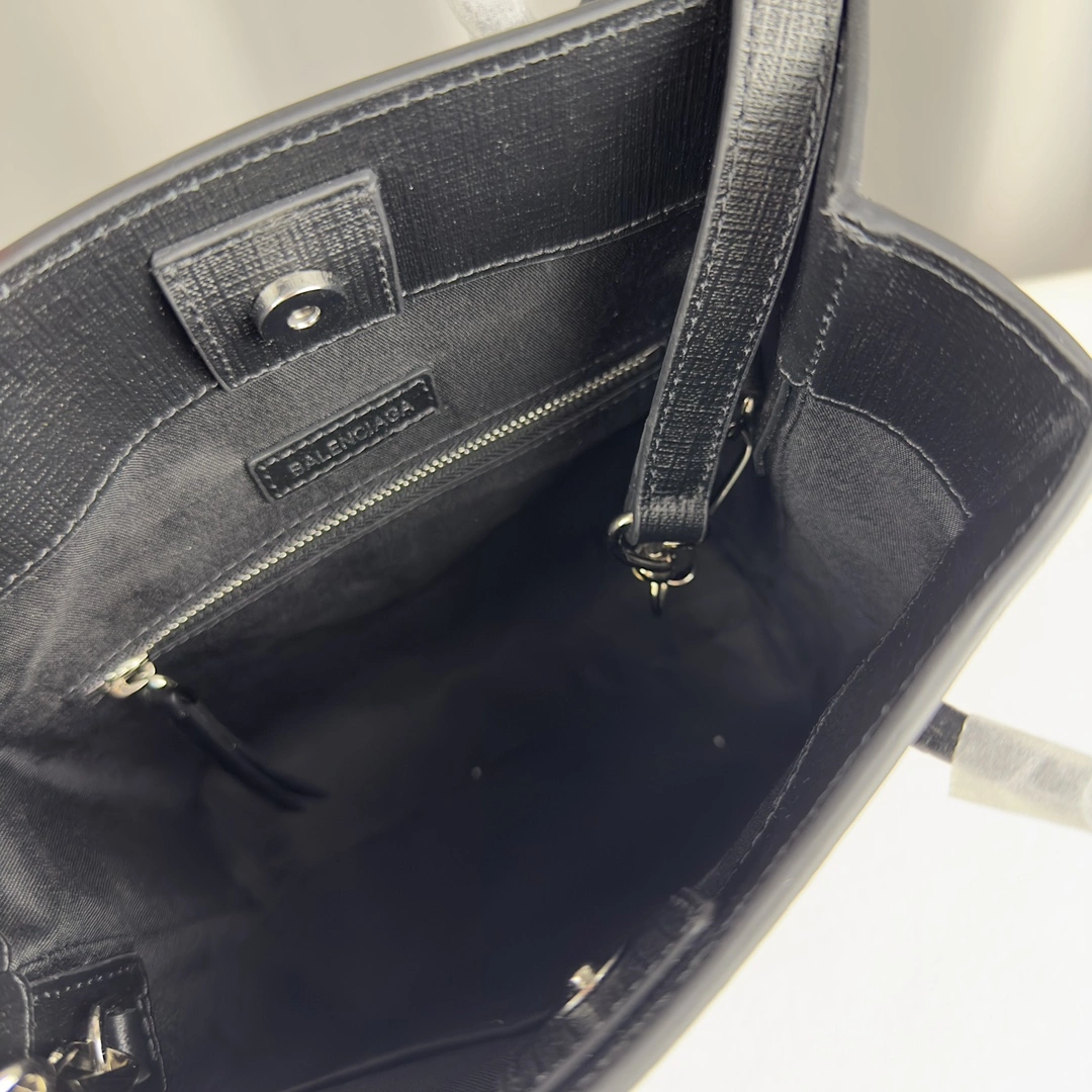 Balenciaga Toothpick-Pattern Calfskin Square Shopping Bag Compact 60955