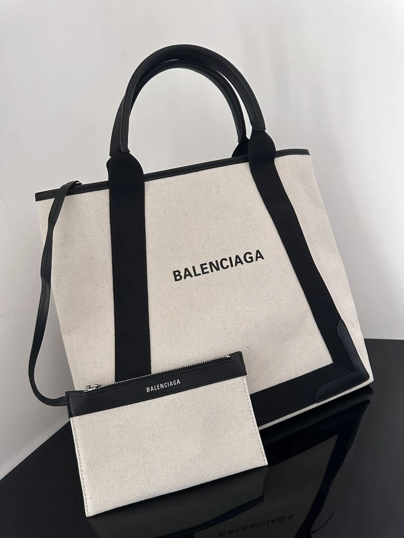 Balenciaga  Navy Canvas Tote with Black Leather Accents Compact 66986