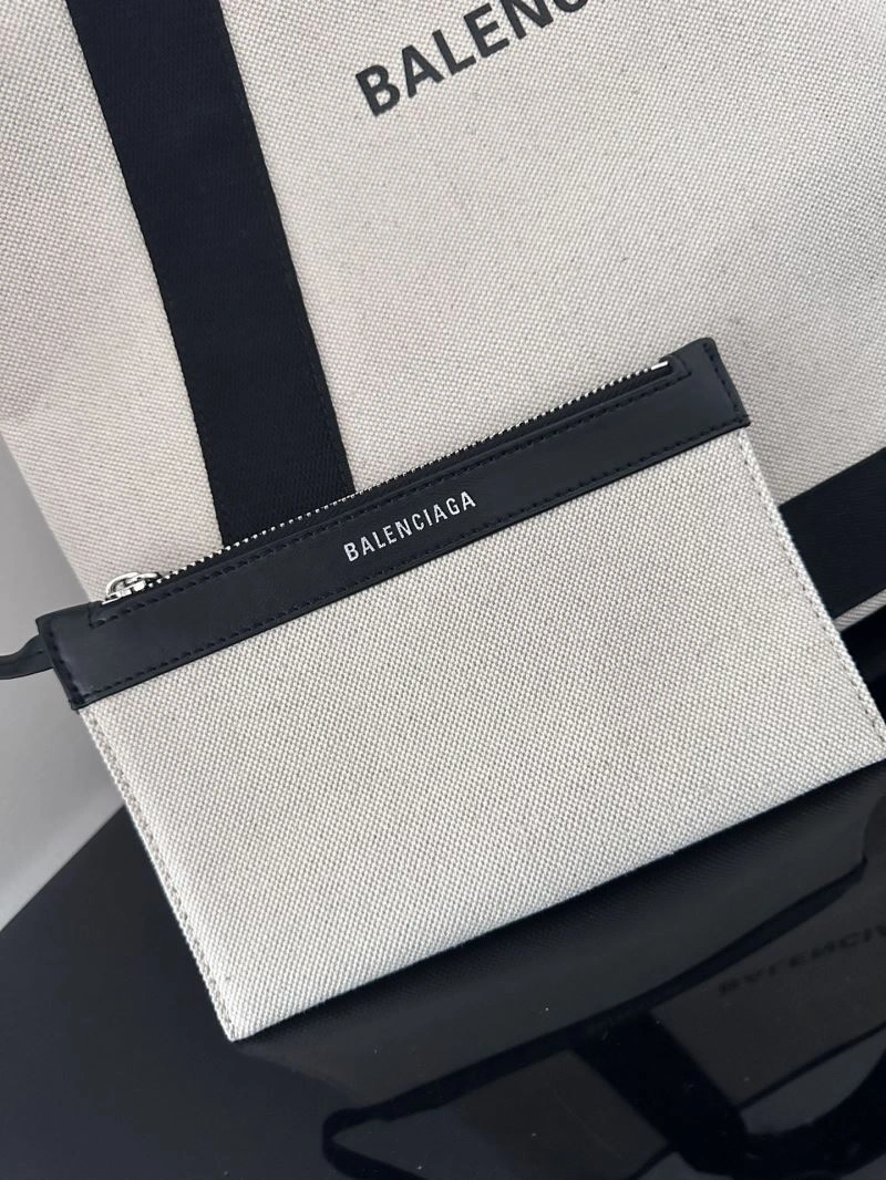 Balenciaga  Navy Canvas Tote with Black Leather Accents Compact 66986