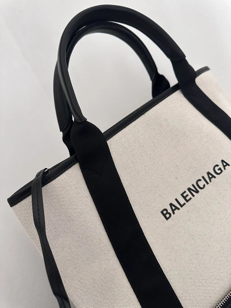Balenciaga  Navy Canvas Tote with Black Leather Accents Compact 66986