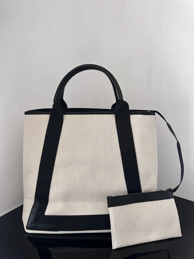 Balenciaga  Navy Canvas Tote with Black Leather Accents Compact 66986