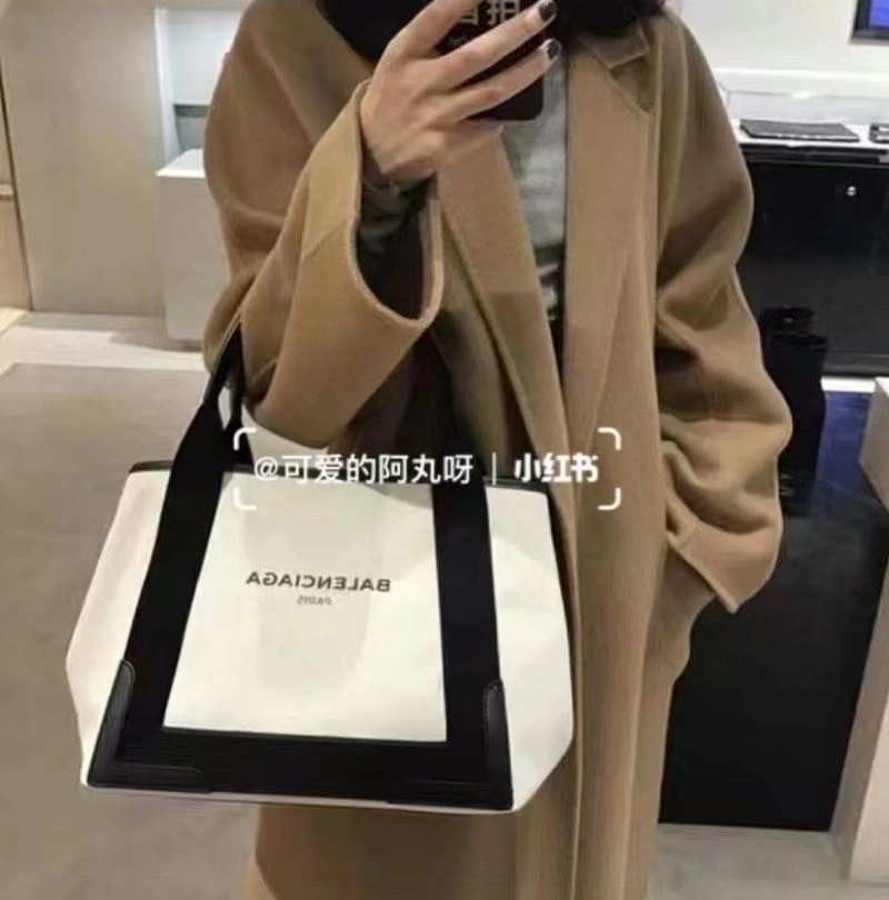 Balenciaga  Navy Canvas Tote with Black Leather Accents Compact 66986