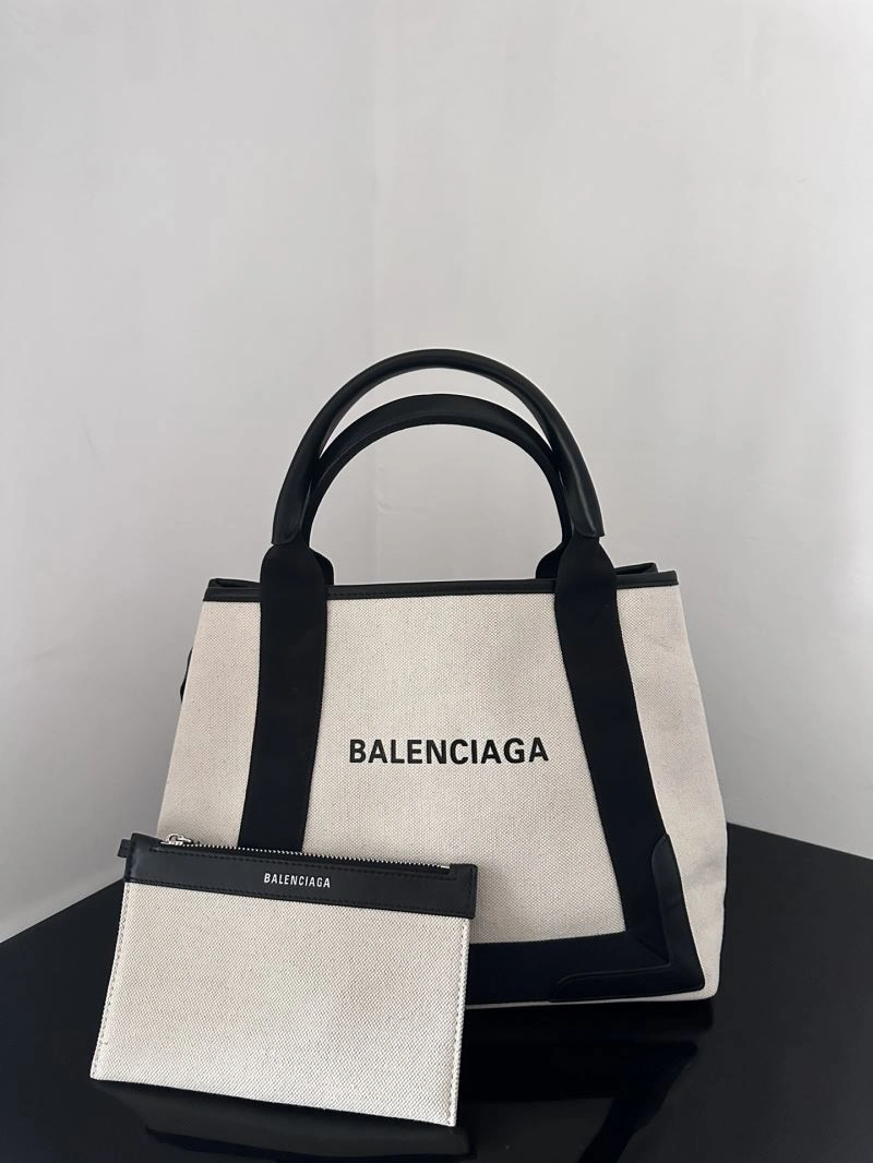 Balenciaga  Navy Canvas Tote with Leather Accents - 30cm Vibrant 67007