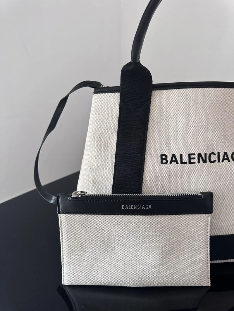Balenciaga  Navy Canvas Tote with Leather Accents - 30cm Vibrant 67007