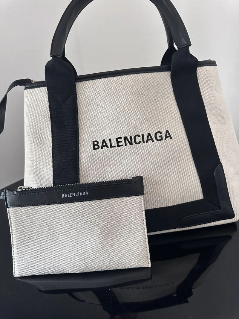 Balenciaga  Navy Canvas Tote with Leather Accents - 30cm Vibrant 67007