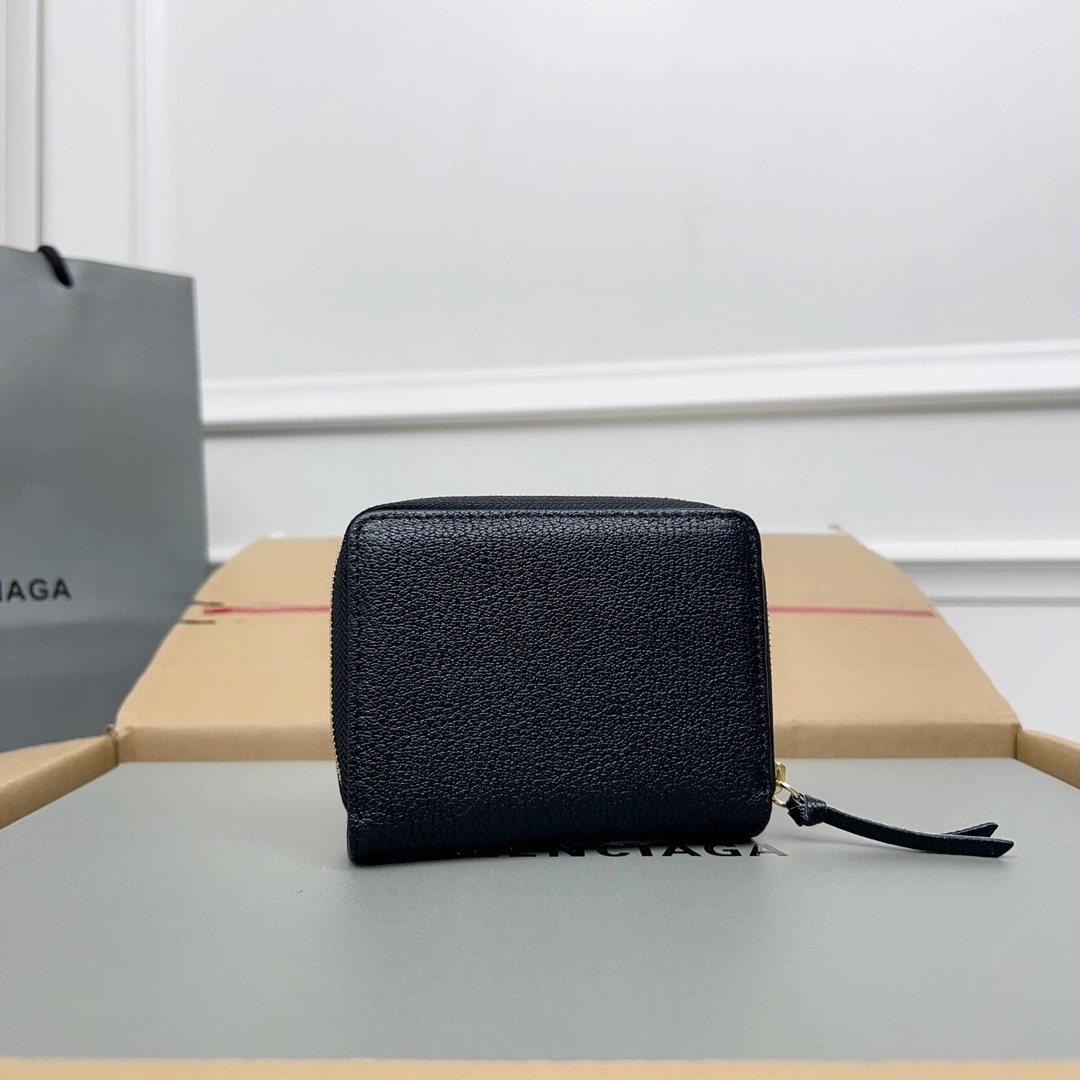 Balenciaga Vintage Black Leather Card Holder with Compartments Colorful 60847