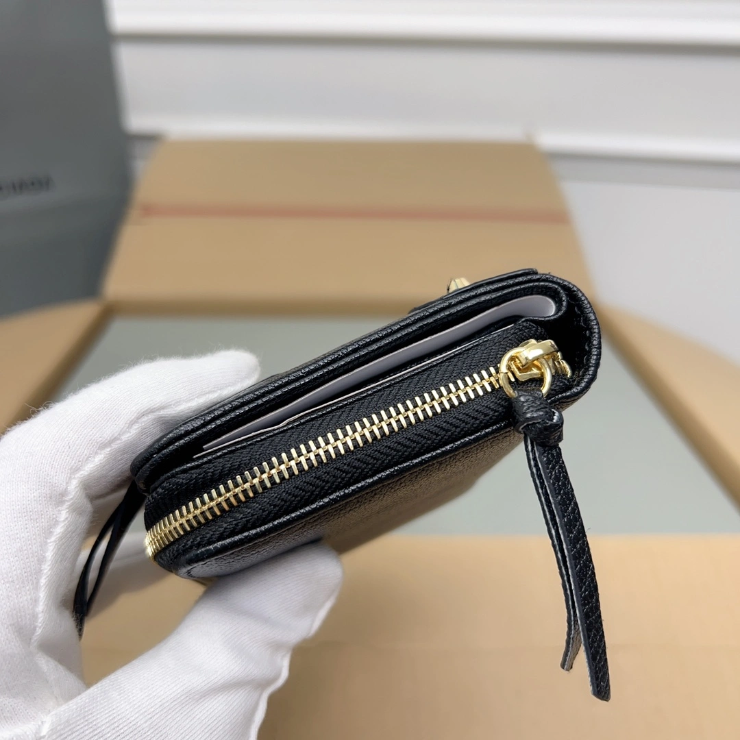 Balenciaga Vintage Black Leather Card Holder with Compartments Colorful 60847