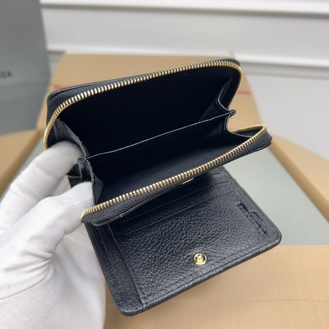 Balenciaga Vintage Black Leather Card Holder with Compartments Colorful 60847