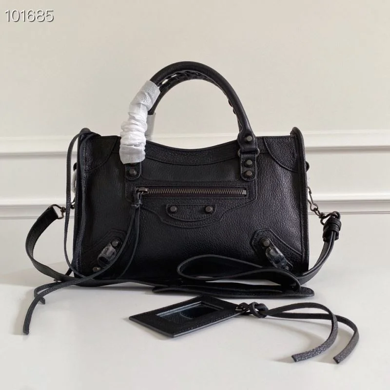 Balenciaga Vintage Goat Leather Motorcycle Bag with Brass Studs FreshLook 38317