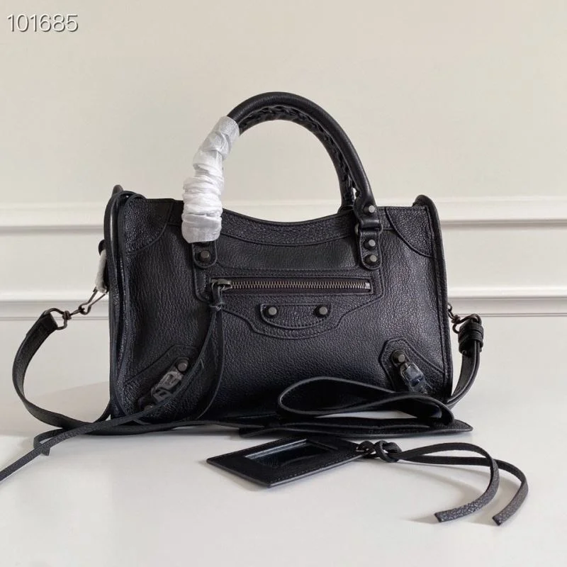 Balenciaga Vintage Goat Leather Motorcycle Bag with Brass Studs FreshLook 38317