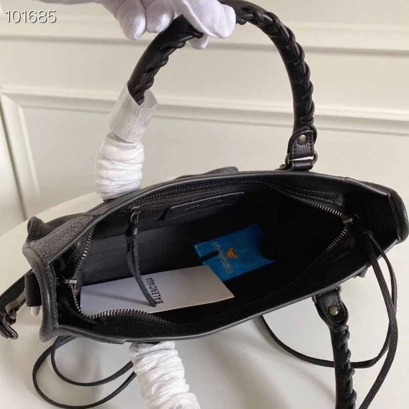 Balenciaga Vintage Goat Leather Motorcycle Bag with Brass Studs FreshLook 38317