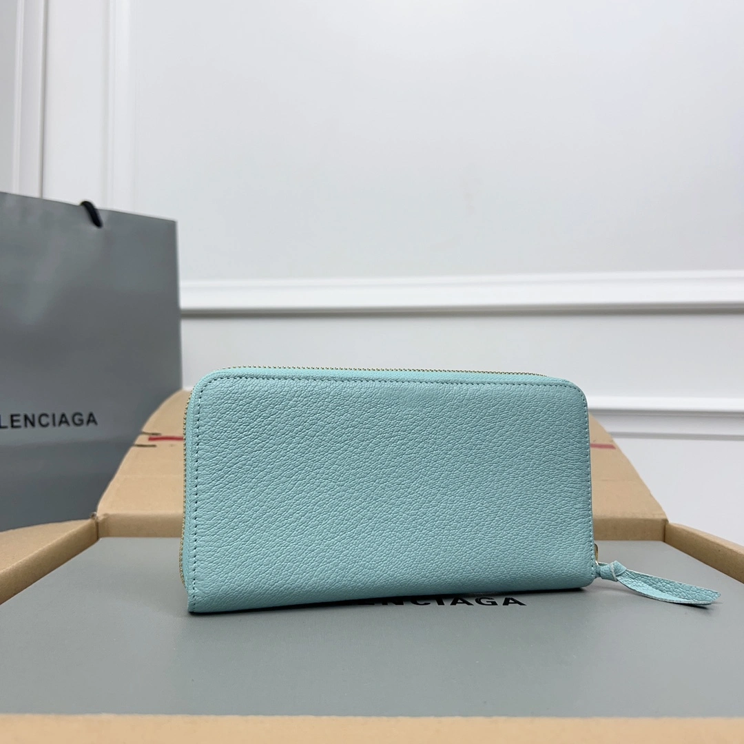 OnTrend Balenciaga Vintage Green Goat Leather Biker Wallet with Card Holder 60834