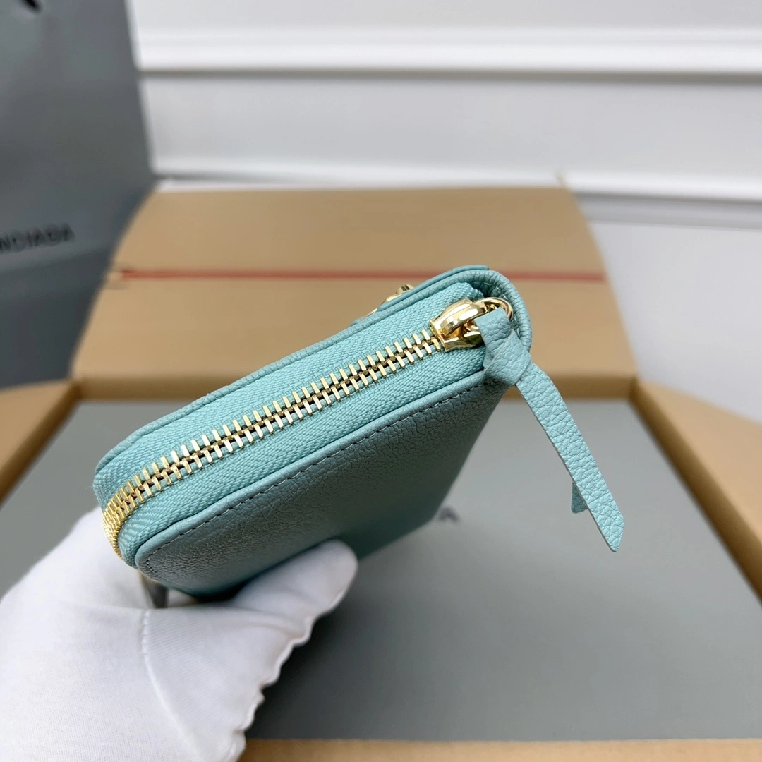 OnTrend Balenciaga Vintage Green Goat Leather Biker Wallet with Card Holder 60834
