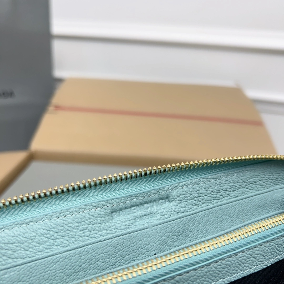 OnTrend Balenciaga Vintage Green Goat Leather Biker Wallet with Card Holder 60834