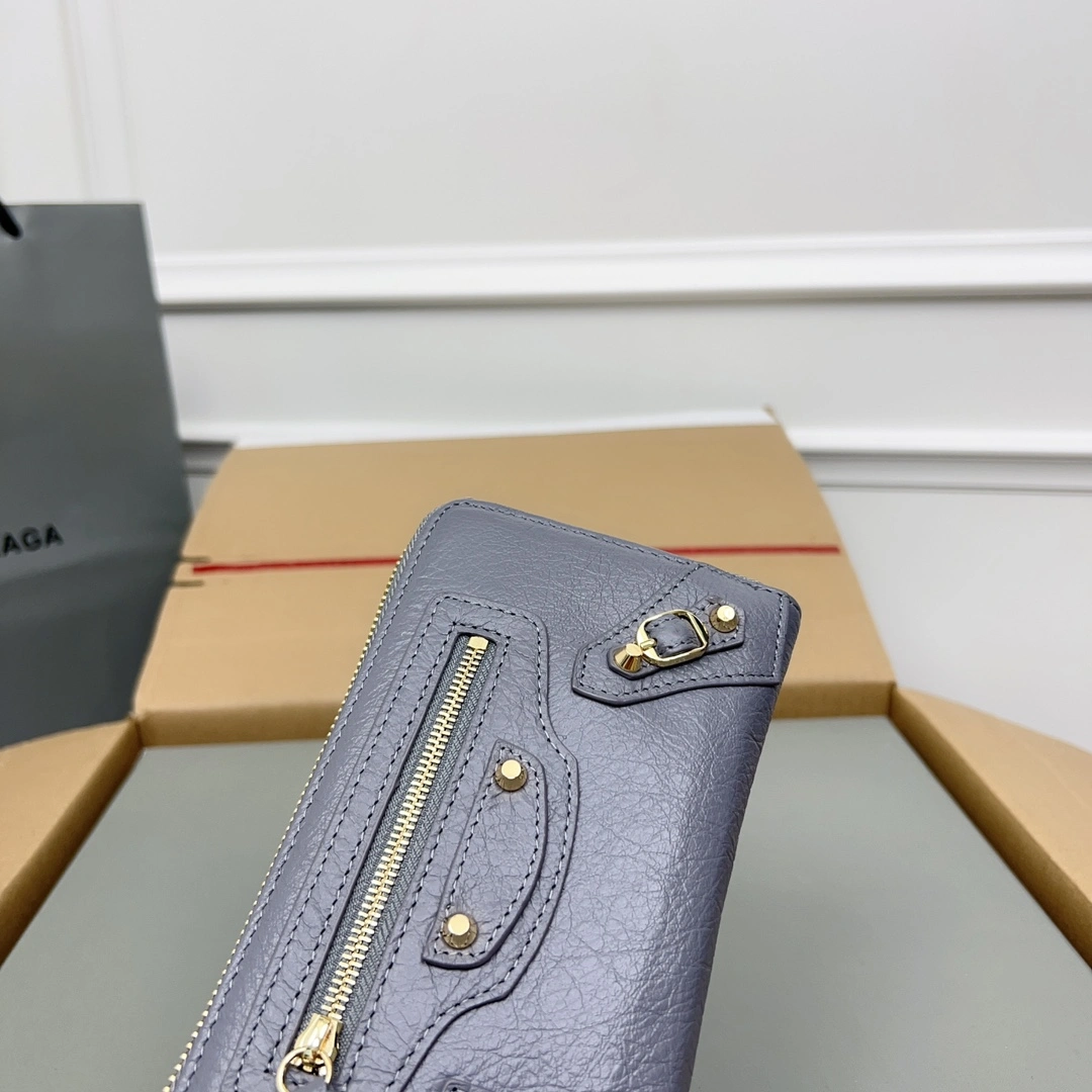 Thermal Balenciaga Vintage Heart Smiley Leather Motorcycle Wallet 60887