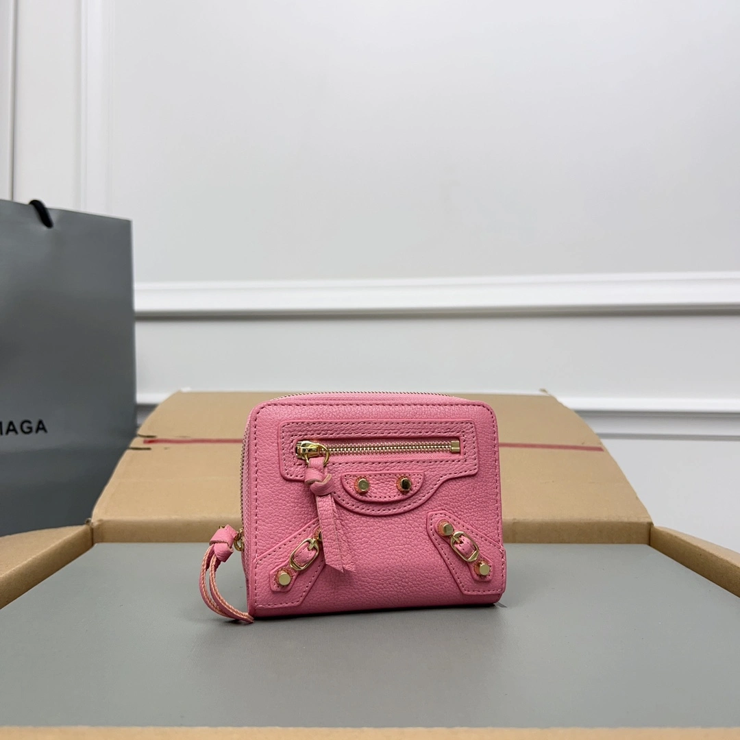 TopPick Balenciaga Vintage Pink Goat Leather  Card Bag 60836