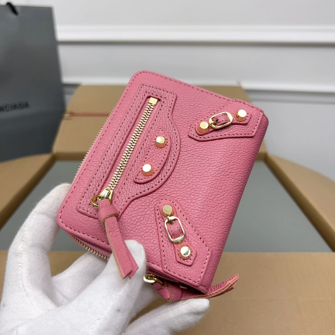 TopPick Balenciaga Vintage Pink Goat Leather  Card Bag 60836