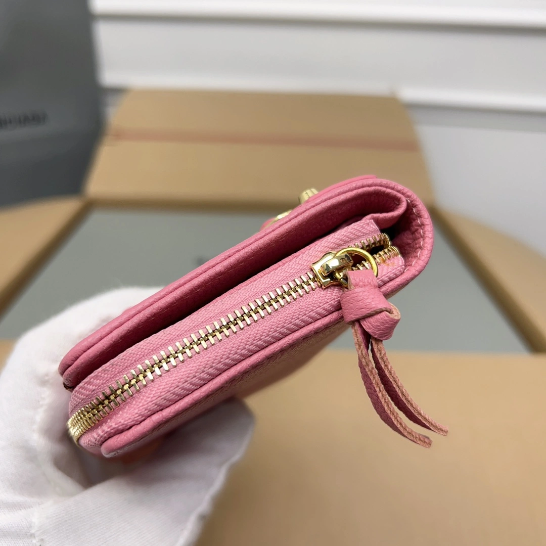 TopPick Balenciaga Vintage Pink Goat Leather  Card Bag 60836