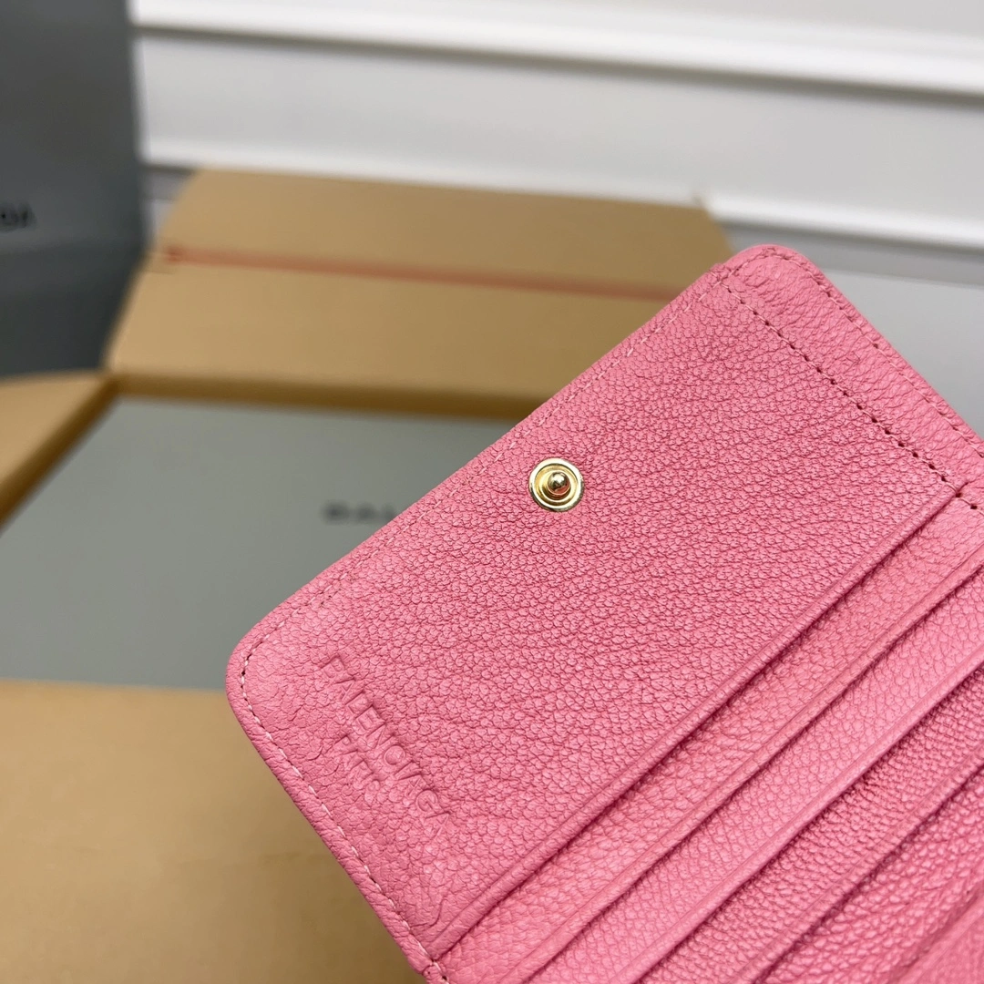 TopPick Balenciaga Vintage Pink Goat Leather  Card Bag 60836