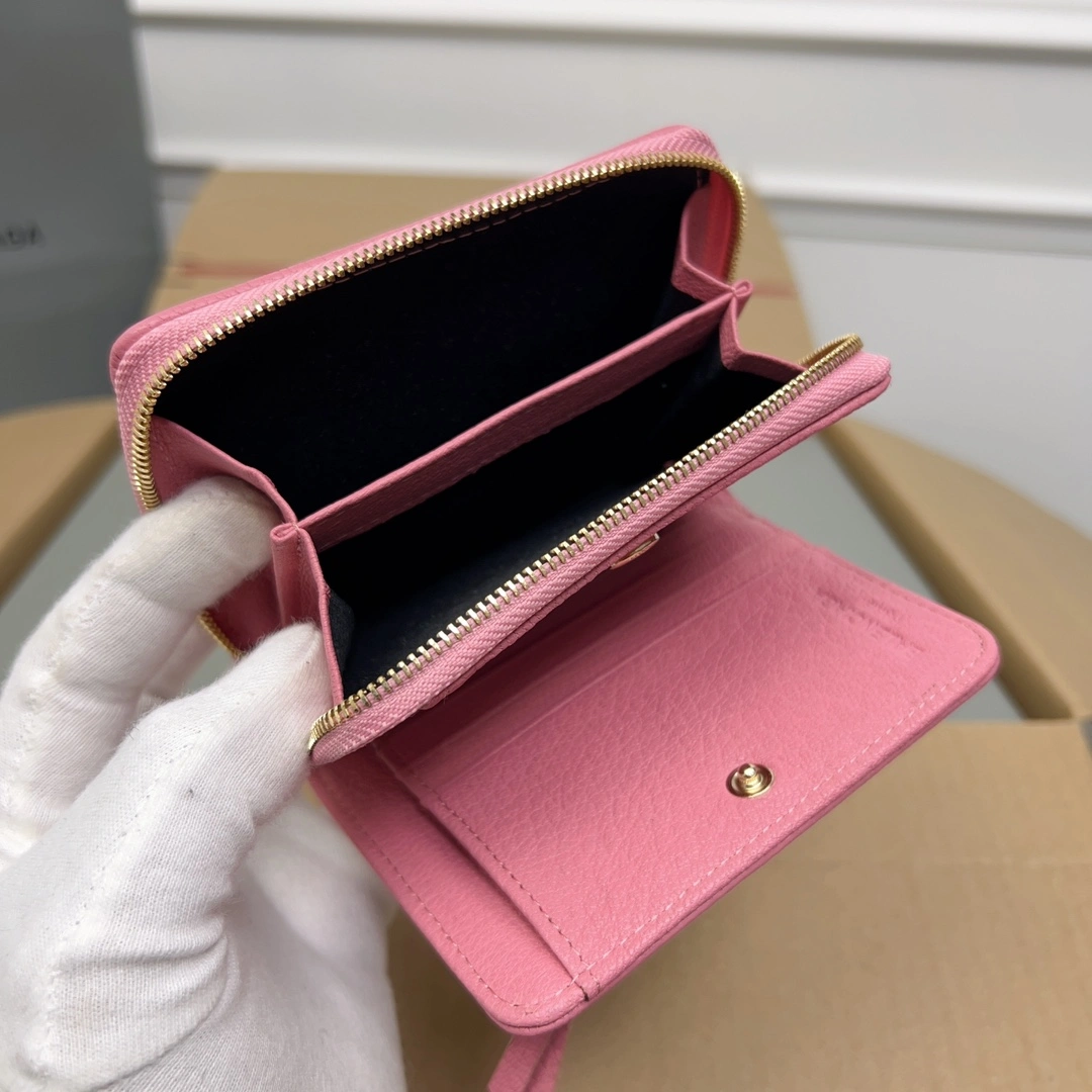 TopPick Balenciaga Vintage Pink Goat Leather  Card Bag 60836