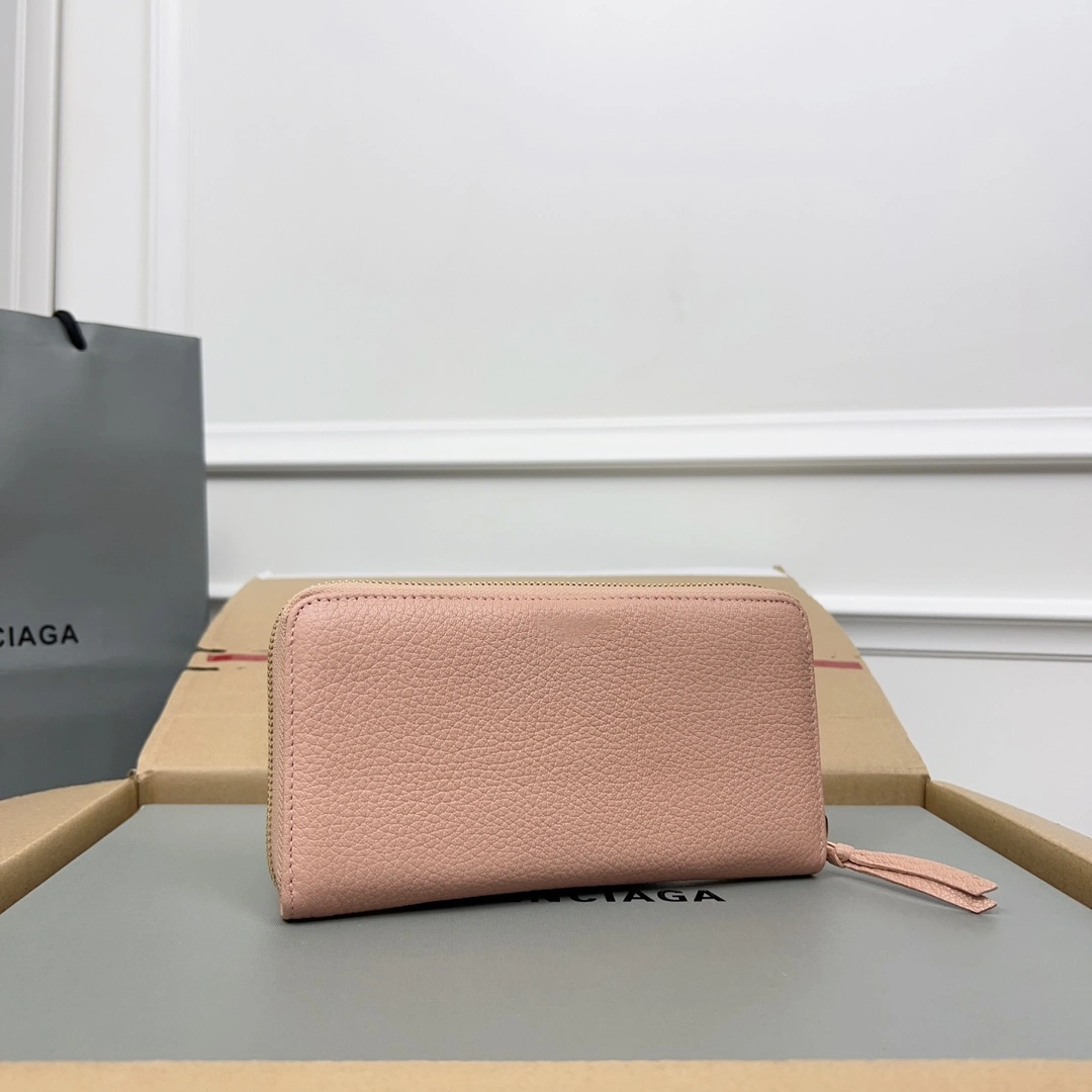 Balenciaga Vintage Rose Pink Leather Motorcycle Wallet with Smiley StreetReady 60833