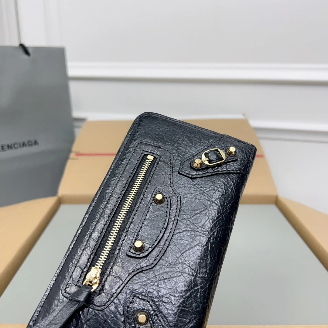 Balenciaga Vintage Zipper Motorcycle Wallet with Card Holder AllSeason 60827