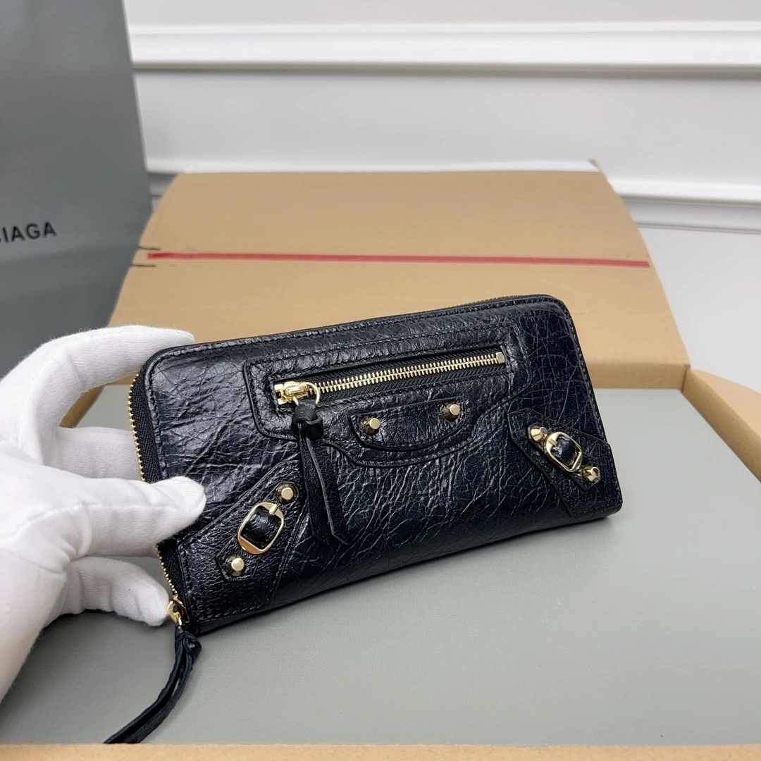 Balenciaga Vintage Zipper Motorcycle Wallet with Card Holder AllSeason 60827
