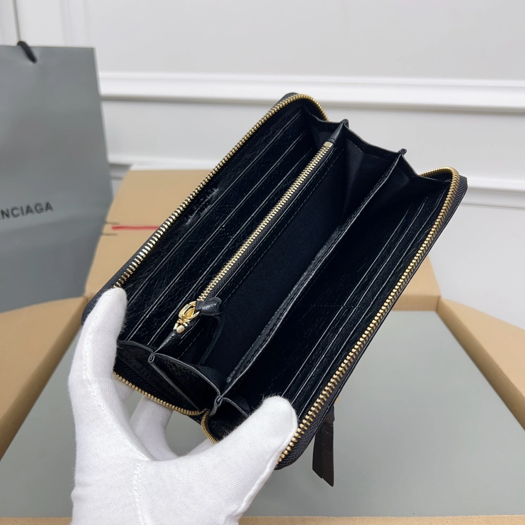 Balenciaga Vintage Zipper Motorcycle Wallet with Card Holder AllSeason 60827