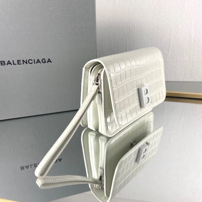 Balenciaga White Crocodile Embossed Big B Luxury Box Bag Unisex 78360