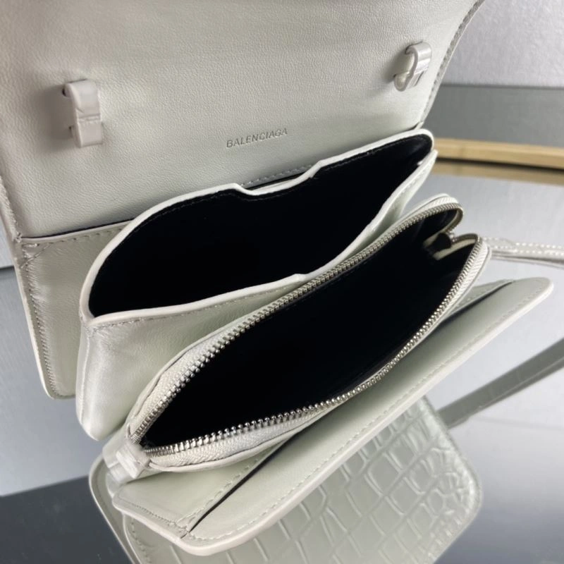 Balenciaga White Crocodile Embossed Big B Luxury Box Bag Unisex 78360