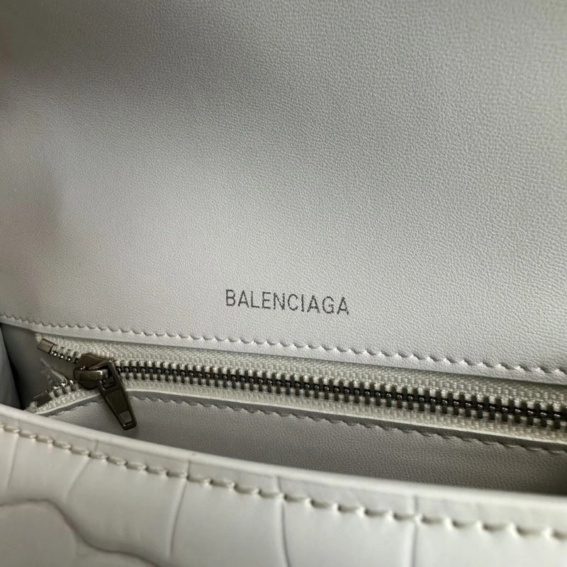 Balenciaga White Crocodile Hourglass Bag with Silver Buckle Popular 70025