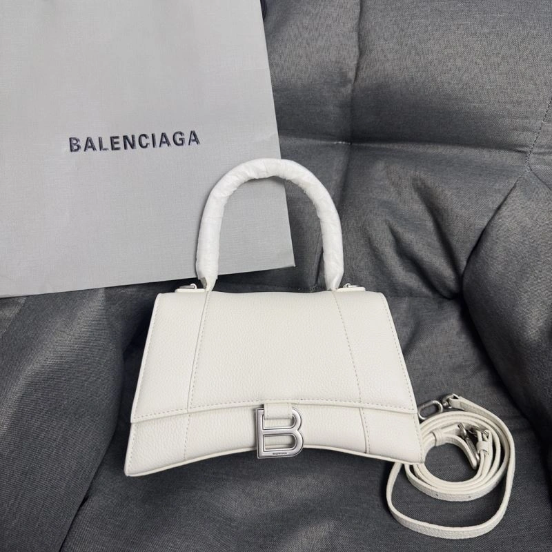 Balenciaga White Lychee Hourglass Crescent Bag -  S Size MultiPurpose 70011