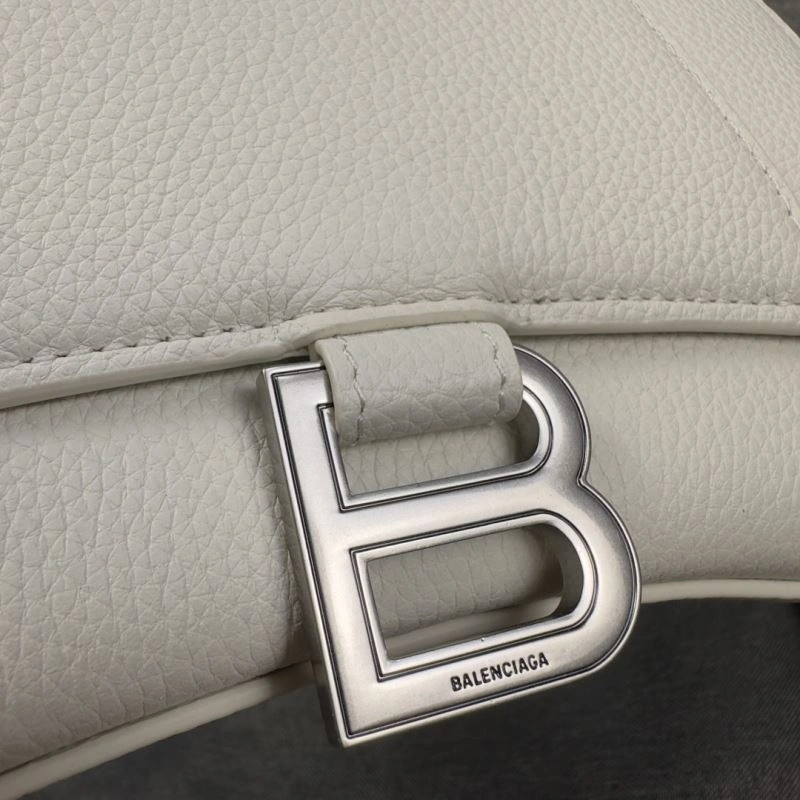Balenciaga White Lychee Hourglass Crescent Bag -  S Size MultiPurpose 70011