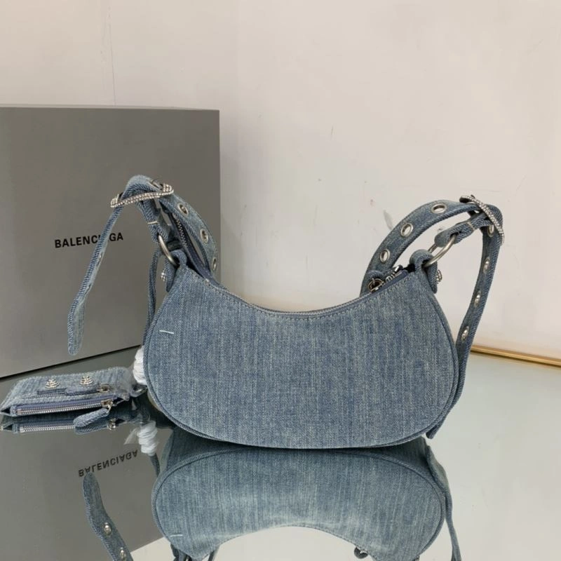 Lightweight Balenciaga XS Denim Dumpling Bag - Retro Rock  Underarm Style 78836
