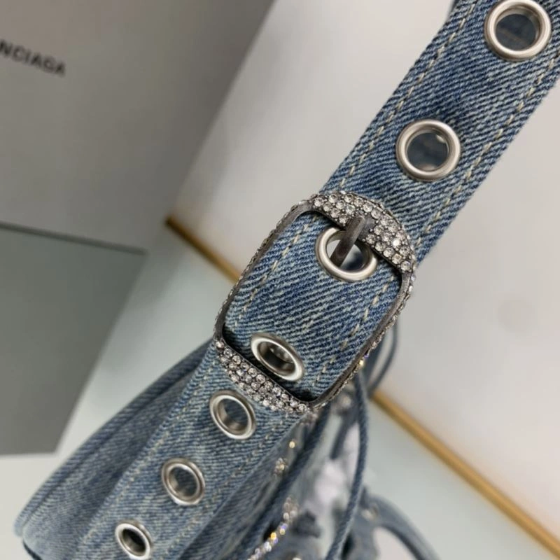 Lightweight Balenciaga XS Denim Dumpling Bag - Retro Rock  Underarm Style 78836