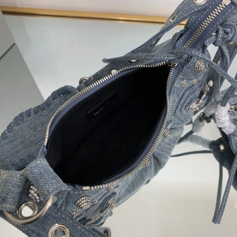 Lightweight Balenciaga XS Denim Dumpling Bag - Retro Rock  Underarm Style 78836