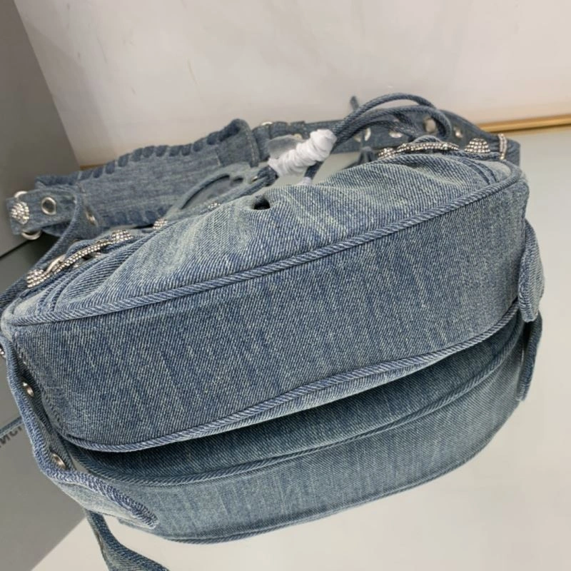 Lightweight Balenciaga XS Denim Dumpling Bag - Retro Rock  Underarm Style 78836