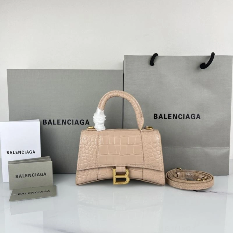 Thermal Balenciaga XS Hourglass Bag in Naked Pink Crocodile Pattern 78744