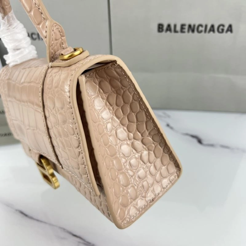 Thermal Balenciaga XS Hourglass Bag in Naked Pink Crocodile Pattern 78744